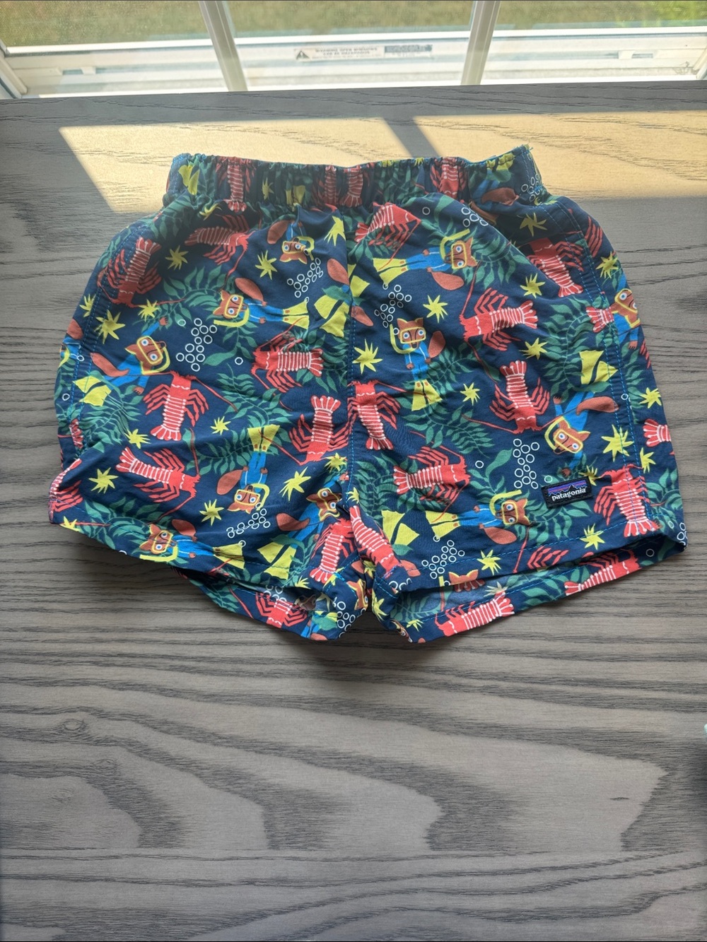 Patagonia Blue Navy Lobster Print Swim Shorts